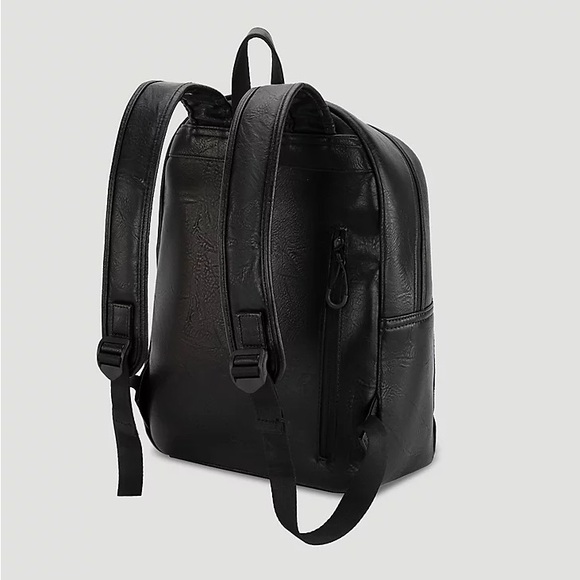 Wrangler Black Backpack with Geometric Pattern and Leather-like Material